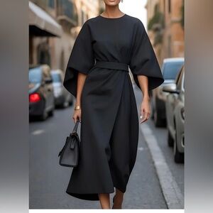 NWT Harper & Lane Elegant Black Midi Dress